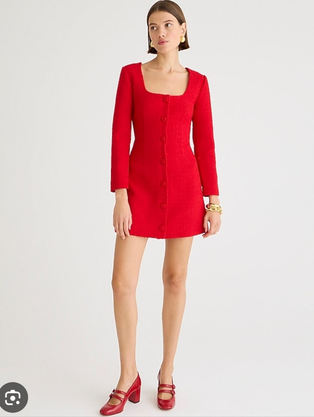J. Crew Sofia Red Maritime Tweed Mini Shirt Dress Size 6